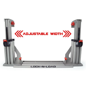 Lock-N-Load Pro HD front shot on a white studio background with adjustable width callout