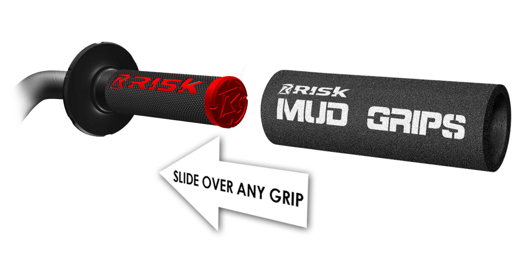 Mud Grips - Get a grip even in the muddiest/slippery conditions - Slides over Motocross/ATV/Mountain Bike grips // Risk Racing Europe