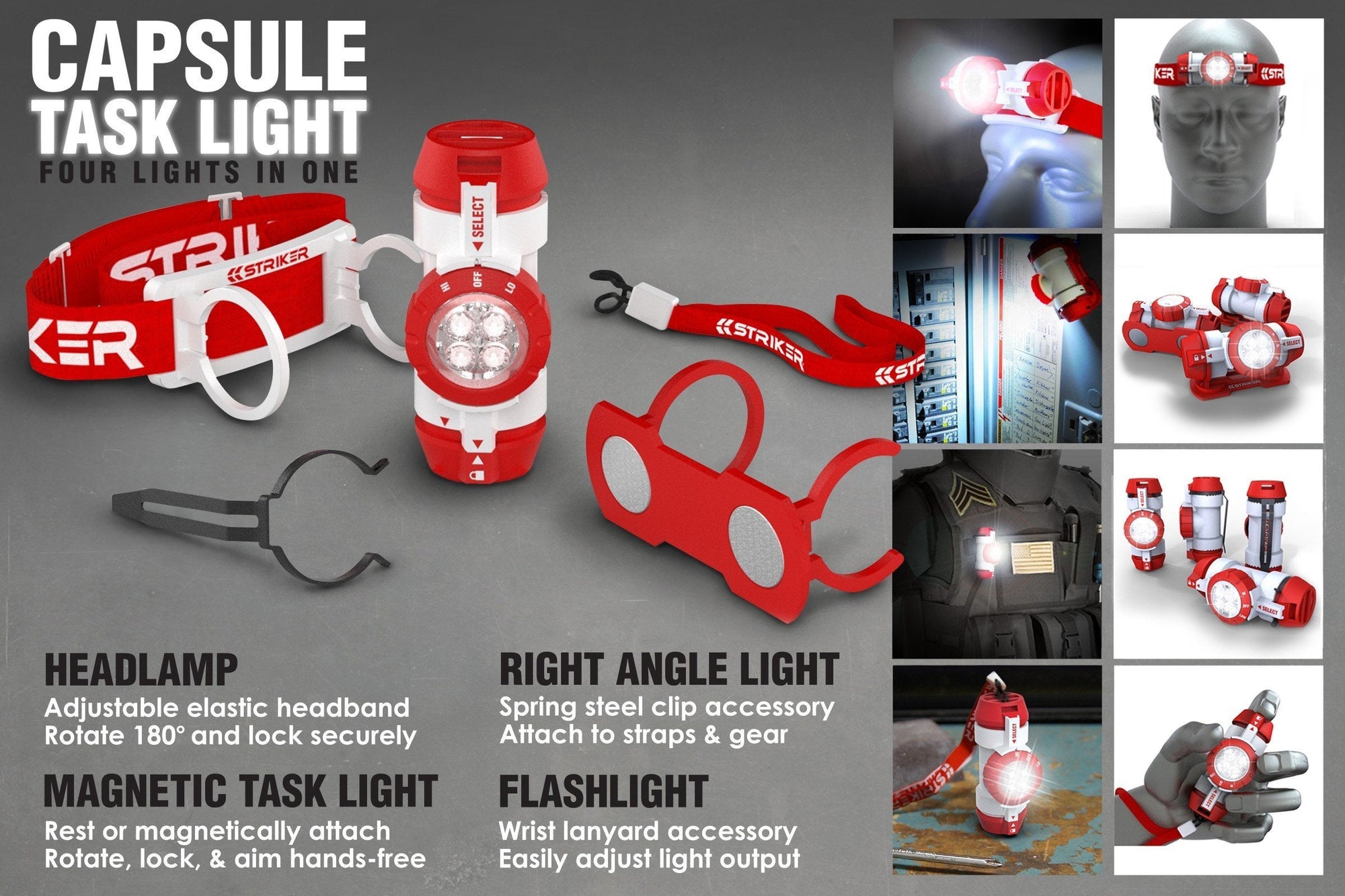 Capsule 4 in 1 flashlight / headlamp