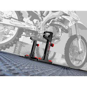 Risk Racing Lock-N-Load Moto Transport System holding dirtbike in trailer